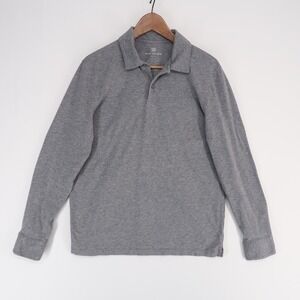 Mack Weldon Polo Shirt Mens M Gray Heather Long Sleeve Supima Cotton Daily Wear